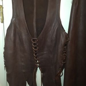 Brown Women’s Deerskin Leather Dryad Vest Size M